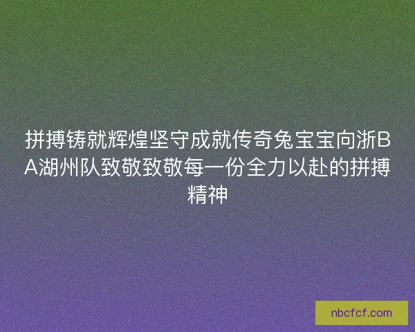 拼搏铸就辉煌坚守成就传奇兔宝宝向浙BA湖州队致敬致敬每一份全力以赴的拼搏精神