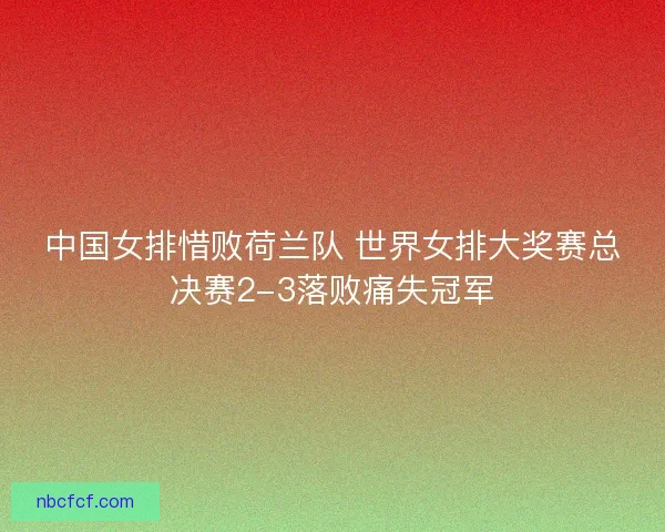 中国女排惜败荷兰队 世界女排大奖赛总决赛2-3落败痛失冠军