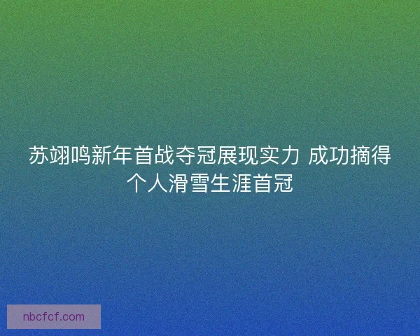 苏翊鸣新年首战夺冠展现实力 成功摘得个人滑雪生涯首冠